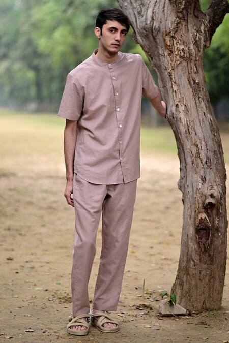 RAAS LIFE Pink Linen, Cotton Solid Shirt And Pant Set at Aza Fashions RAAS LIFE_Pink Linen, Cotton Solid Shirt And Pant Set _at_Aza_Fashions