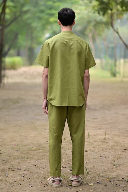 RAAS LIFE Olive Green Linen Cotton Shirt 