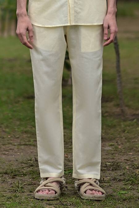 Buy RAAS LIFE Yellow Linen, Cotton Band Collar Shirt And Pant Set Online at Aza Fashions Buy_RAAS LIFE_Yellow Linen, Cotton Band Collar Shirt And Pant Set _Online_at_Aza_Fashions