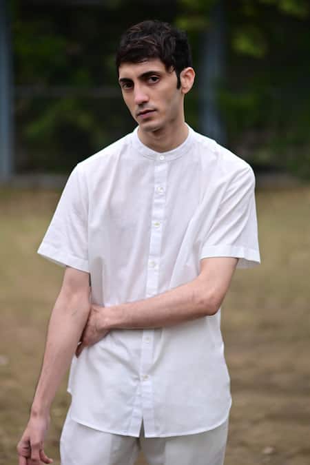 RAAS LIFE White Linen, Cotton Solid Shirt And Pant Set Online at Aza Fashions RAAS LIFE_White Linen, Cotton Solid Shirt And Pant Set _Online_at_Aza_Fashions