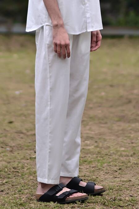 Buy RAAS LIFE White Linen, Cotton Solid Shirt And Pant Set Online at Aza Fashions Buy_RAAS LIFE_White Linen, Cotton Solid Shirt And Pant Set _Online_at_Aza_Fashions