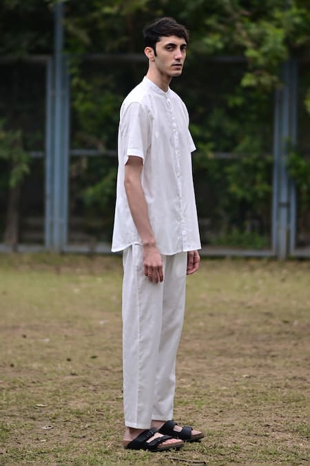 Raas Life_White Linen, Cotton Solid Shirt _Online_at_Aza_Fashions