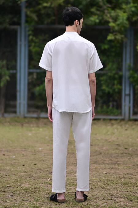 Shop_Raas Life_White Linen, Cotton Solid Shirt _at_Aza_Fashions