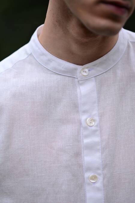 Shop_Raas Life_White Linen, Cotton Solid Shirt _Online_at_Aza_Fashions