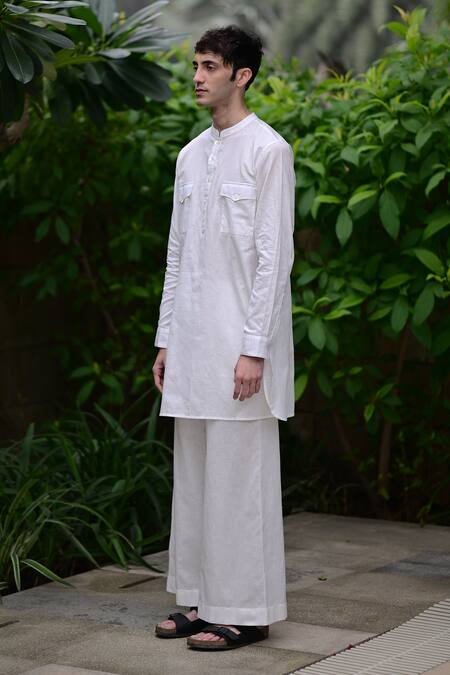 Buy RAAS LIFE White Linen, Cotton Solid Woven Kurta Set Online at Aza Fashions Buy_RAAS LIFE_White Linen, Cotton Solid Woven Kurta Set _Online_at_Aza_Fashions