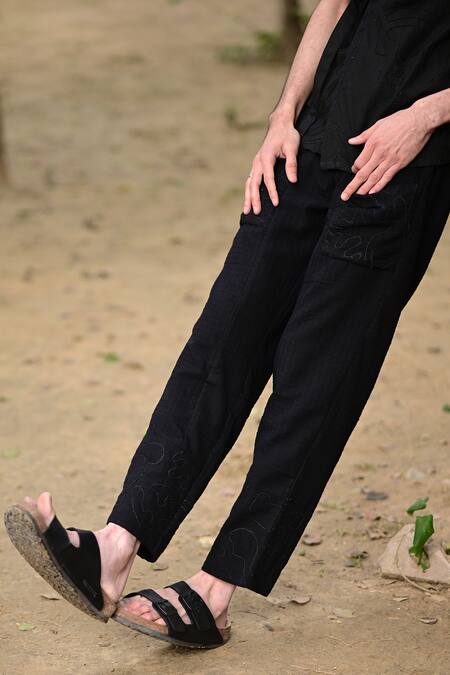 RAAS LIFE Black Cotton Embroidery Dori Pant Online at Aza Fashions RAAS LIFE_Black Cotton Embroidery Dori Pant _Online_at_Aza_Fashions