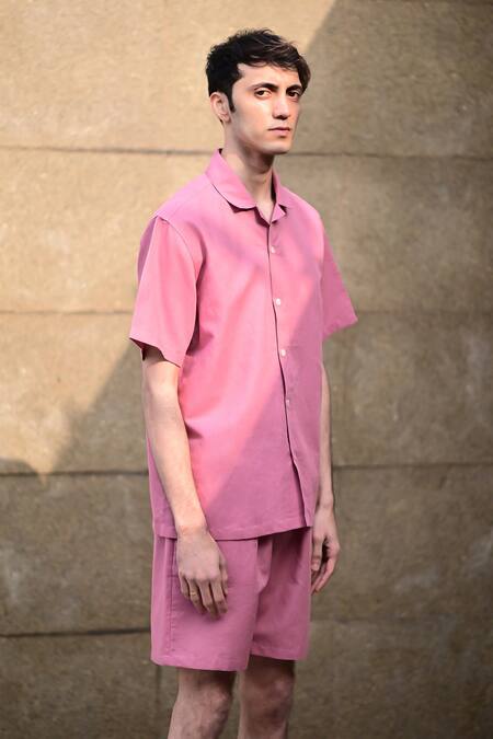 Buy_RAAS LIFE_Pink Linen, Cotton Shirt And Shorts Set _Online_at_Aza_Fashions