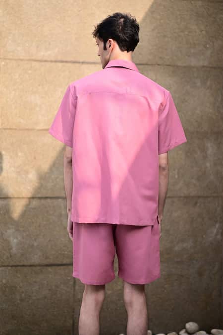 RAAS LIFE Pink Linen Cotton Half Sleeve Shirt 