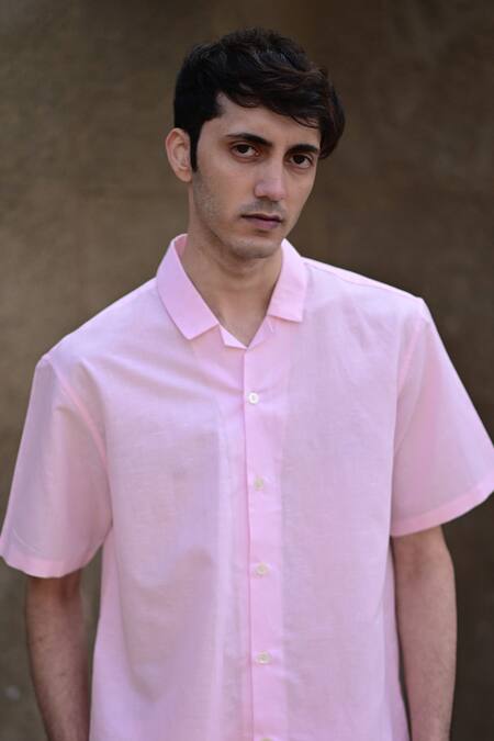 RAAS LIFE_Pink Linen, Cotton Half Sleeve Shirt And Shorts Set _Online_at_Aza_Fashions