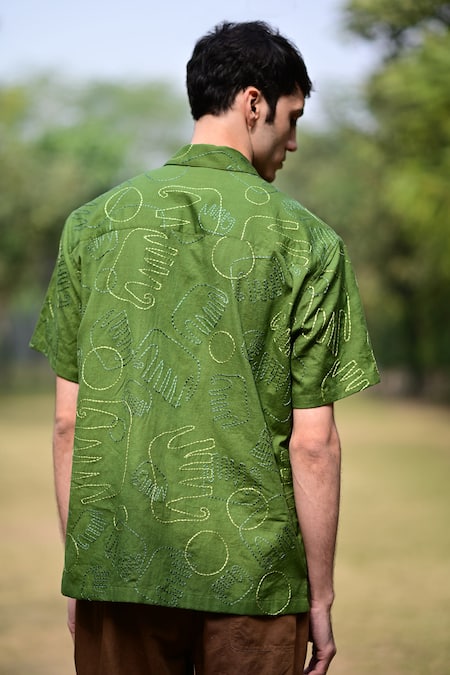 RAAS LIFE Elephant Pattern Embroidered Shirt 
