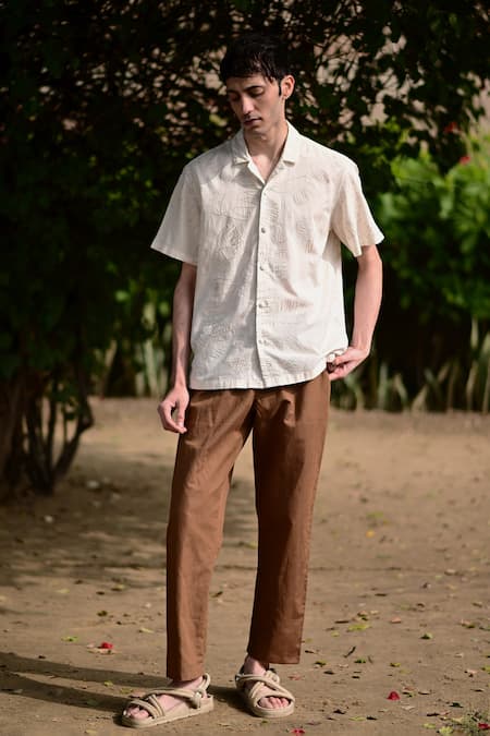 RAAS LIFE Beige Thread Embroidered Shirt 