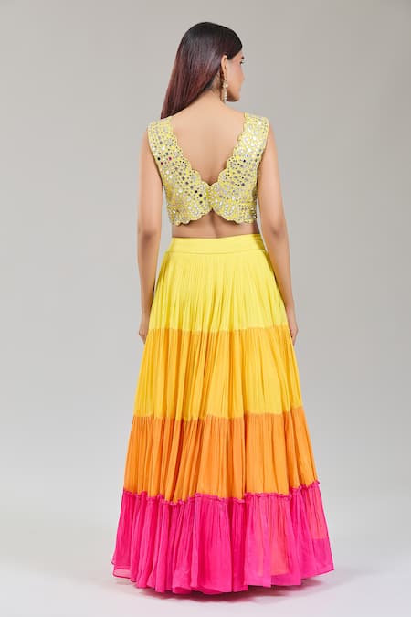 Kriti Bapna Yellow & Orange Shaded Lehenga Set 