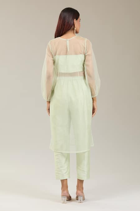 Kriti Bapna Mint Green Organza Kurta Pant Set 
