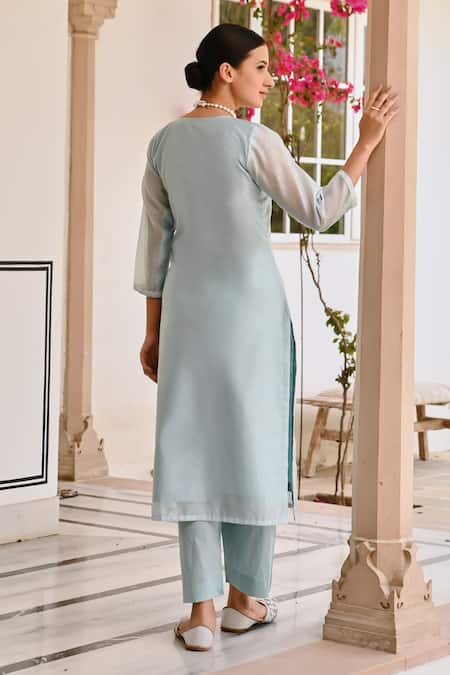 Karaj Jaipur Chikankari Embroidered Kurta Set 