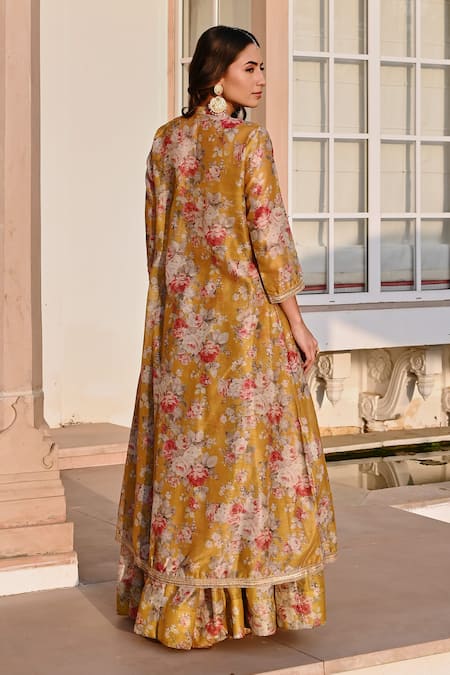 Karaj Jaipur Floral Printed Jacket & Lehenga Set 