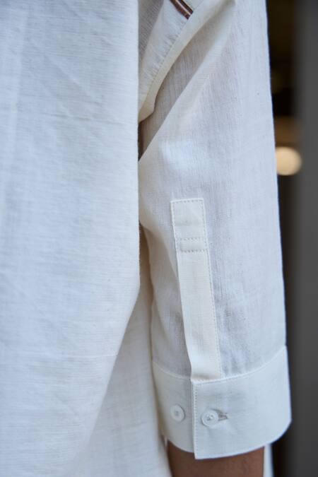 Shop The Summer House Off White Cotton Round Neck Pele Placement Stripe Pattern Top Online at Aza Fashions Shop_The Summer House_Off White Cotton Round Neck Pele Placement Stripe Pattern Top_Online_at_Aza_Fashions