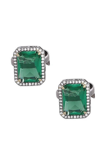 Moh-Maya By Disha Khatri_Emerald Green Crystals, Stones Cubic Zirconia Ring _Online_at_Aza_Fashions