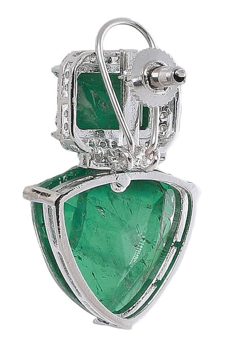 Moh-Maya By Disha Khatri_Emerald Green Crystals, Stones Studded Dangler Earrings _Online_at_Aza_Fashions