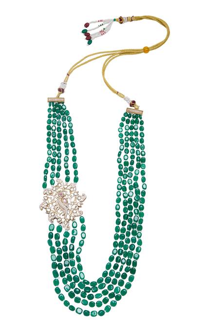 Buy Moh-Maya By Disha Khatri Green Beads, Diamonds Moissanite Polki Necklace Set Buy_Moh-Maya By Disha Khatri_Green Beads, Diamonds Moissanite Polki Necklace Set