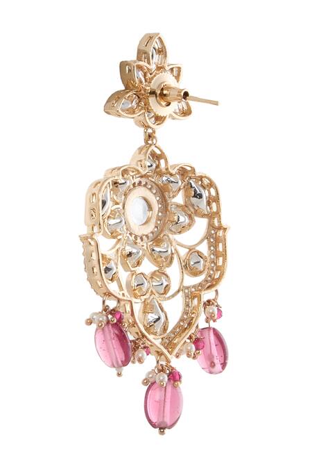 Moh-Maya By Disha Khatri Red Pearls, Crystals, Cut Work, Diamonds Gold Plated And Ruby Necklace Set Online at Aza Fashions Moh-Maya By Disha Khatri_Red Pearls, Crystals, Cut Work, Diamonds Gold Plated And Ruby Necklace Set _Online_at_Aza_Fashions