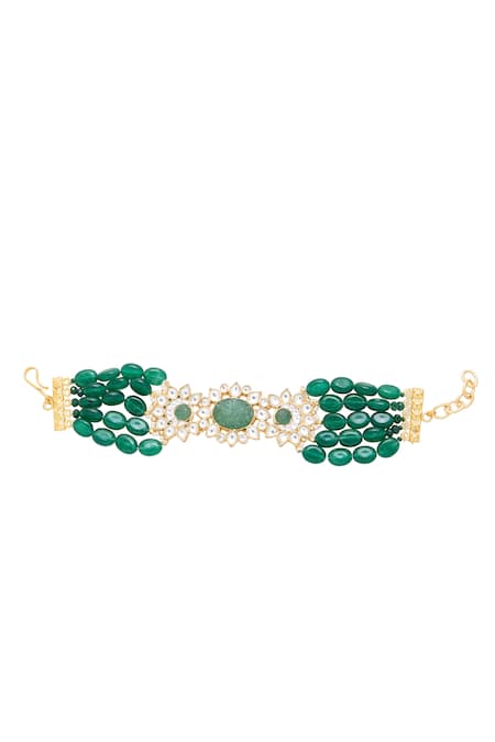 Moh-Maya By Disha Khatri Emerald Moissanite Pearl Bracelet 