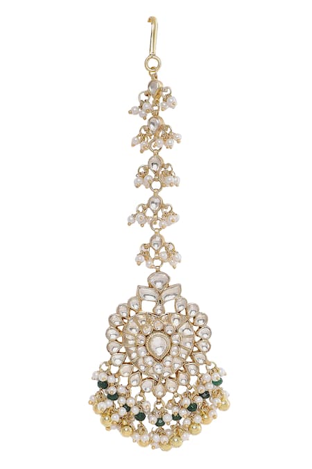 Moh-Maya By Disha Khatri Gold Moissanite Pearl Maangtikka