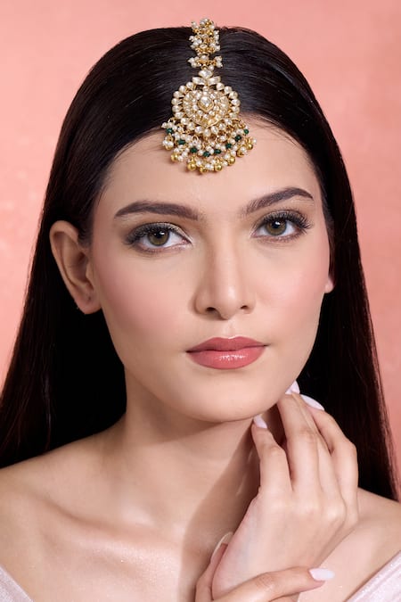 Buy Moh-Maya By Disha Khatri Gold Plated Moissanite Pearl Maangtikka Online at Aza Fashions Buy_Moh-Maya By Disha Khatri_Gold Plated Moissanite Pearl Maangtikka _Online_at_Aza_Fashions
