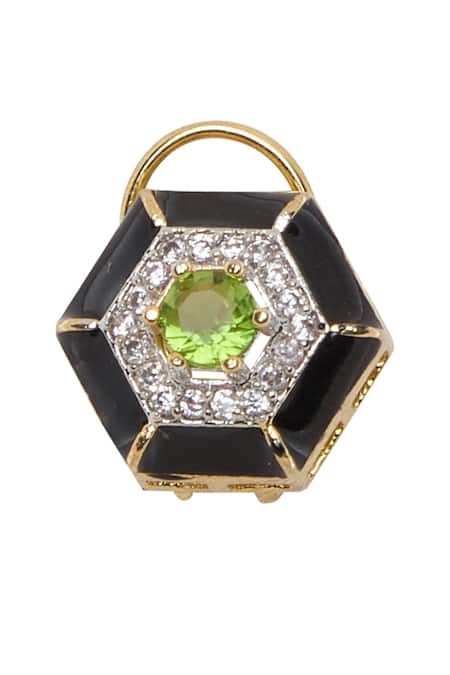 Buy_Moh-Maya By Disha Khatri_Green Crystals, Stones Cubic Zirconia And Sapphire Necklace Set _Online_at_Aza_Fashions