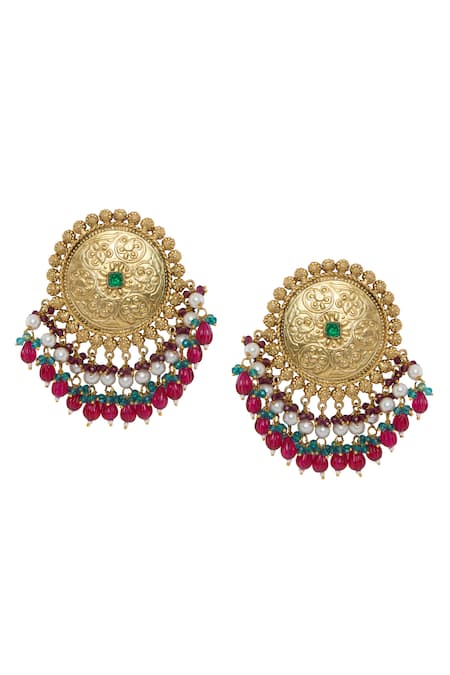 Moh-Maya By Disha Khatri Gold Plated Floral Carved Jewelry Set