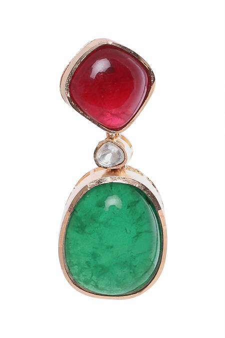 Moh-Maya By Disha Khatri Multi Color Crystals, Stones Ruby And Emerald Dangler Earrings Online at Aza Fashions Moh-Maya By Disha Khatri_Multi Color Crystals, Stones Ruby And Emerald Dangler Earrings _Online_at_Aza_Fashions