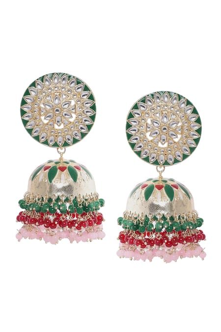 Moh-Maya By Disha Khatri Gold Plated Multicolor Bead Jhumkas