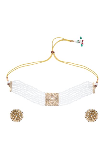 Moh-Maya By Disha Khatri Gold Pearl Layered Choker Set