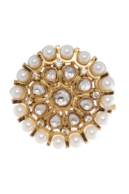 Moh-Maya By Disha Khatri Gold Plated Pearls, Crystals, Stones Layered Choker Set at Aza Fashions Moh-Maya By Disha Khatri_Gold Plated Pearls, Crystals, Stones Layered Choker Set _at_Aza_Fashions