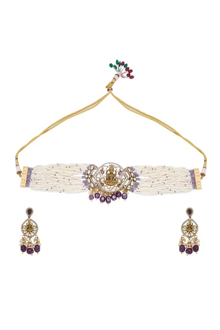 Moh-Maya By Disha Khatri Gold Plated Goddess Motif Necklace Set 
