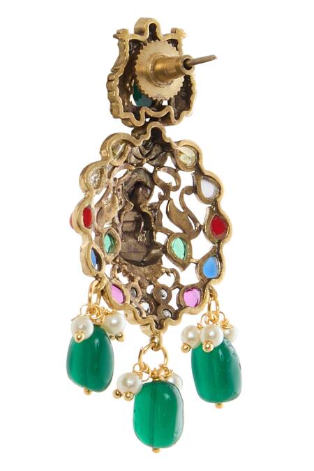 Moh-Maya By Disha Khatri Multi Color Pearls, Stones Goddess Motif Carved Necklace Set Online at Aza Fashions Moh-Maya By Disha Khatri_Multi Color Pearls, Stones Goddess Motif Carved Necklace Set _Online_at_Aza_Fashions