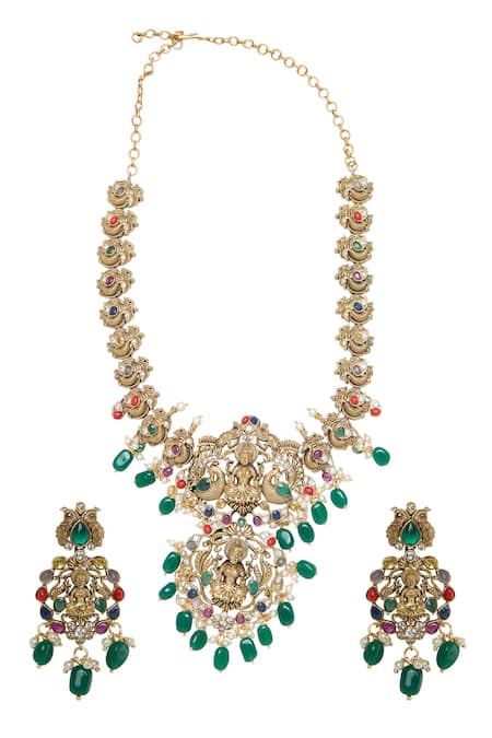 Moh-Maya By Disha Khatri Goddess Motif Carved Necklace Set