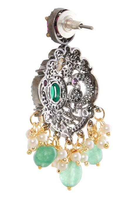 Buy Moh-Maya By Disha Khatri Green Pearls, Diamonds, Stones Peacock Motif Emerald Necklace Set Online at Aza Fashions Buy_Moh-Maya By Disha Khatri_Green Pearls, Diamonds, Stones Peacock Motif Emerald Necklace Set _Online_at_Aza_Fashions