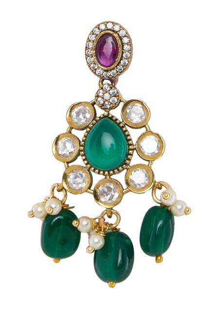 Shop Moh-Maya By Disha Khatri Multi Color Pearls, Stones Elephant Motif Necklace And Earrings Set Online at Aza Fashions Shop_Moh-Maya By Disha Khatri_Multi Color Pearls, Stones Elephant Motif Necklace And Earrings Set _Online_at_Aza_Fashions