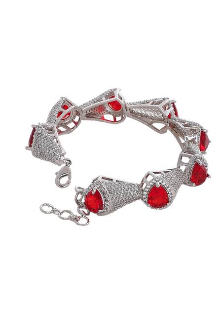 Moh-Maya By Disha Khatri Red Zari, Stones Ruby And Zircon Bracelet Online at Aza Fashions Moh-Maya By Disha Khatri_Red Zari, Stones Ruby And Zircon Bracelet _Online_at_Aza_Fashions