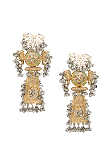 Moh-Maya By Disha Khatri Moissanite Stone Embellished Dangler Earrings 