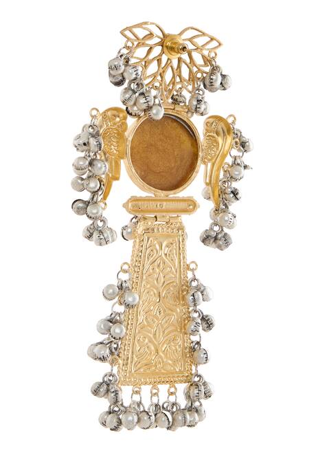 Moh-Maya By Disha Khatri_Gold Plated Stones, Bows Moissanite Embellished Dangler Earrings _at_Aza_Fashions