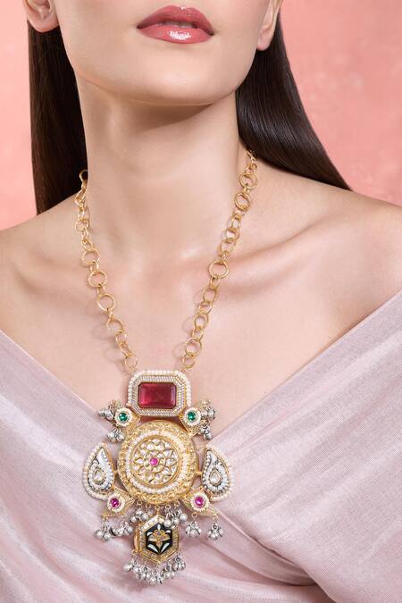 Buy Moh-Maya By Disha Khatri Multi Color Moissanite Stone Long Necklace Online at Aza Fashions Buy_Moh-Maya By Disha Khatri_Multi Color Moissanite Stone Long Necklace_Online_at_Aza_Fashions
