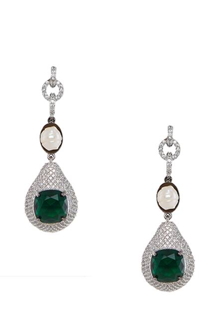 Moh-Maya By Disha Khatri Green Pearls, Crystals, Stones Emerald Necklace Set Online at Aza Fashions Moh-Maya By Disha Khatri_Green Pearls, Crystals, Stones Emerald Necklace Set _Online_at_Aza_Fashions