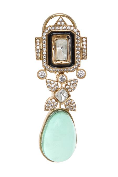 Shop Moh-Maya By Disha Khatri Green Crystals, Stones Emerald Necklace Set Online at Aza Fashions Shop_Moh-Maya By Disha Khatri_Green Crystals, Stones Emerald Necklace Set _Online_at_Aza_Fashions