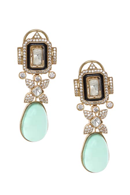 Moh-Maya By Disha Khatri Emerald Stone Necklace Set