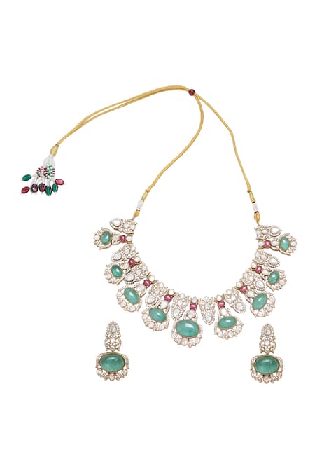 Moh-Maya By Disha Khatri Gold Plated Moissanite Necklace Set 