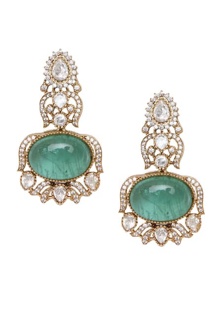 Buy Moh-Maya By Disha Khatri Green Crystals, Stones Gold Plated Moissanite Necklace Set Online at Aza Fashions Buy_Moh-Maya By Disha Khatri_Green Crystals, Stones Gold Plated Moissanite Necklace Set _Online_at_Aza_Fashions