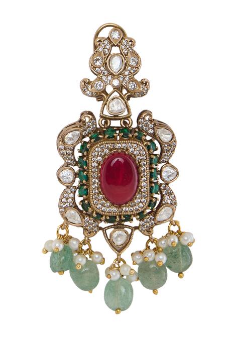 Moh-Maya By Disha Khatri Multi Color Beads, Crystals, Rhinestones Moissanite Choker Necklace Set at Aza Fashions Moh-Maya By Disha Khatri_Multi Color Beads, Crystals, Rhinestones Moissanite Choker Necklace Set _at_Aza_Fashions