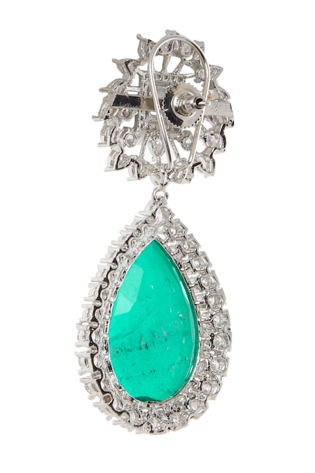 Moh-Maya By Disha Khatri_Green Crystals, Stones Emerald And Cubic Zirconia Choker Set _Online_at_Aza_Fashions