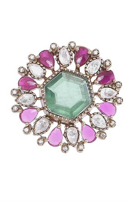 Moh-Maya By Disha Khatri Multi Color Crystals Floral Motif Studs With Embellishments Online at Aza Fashions Moh-Maya By Disha Khatri_Multi Color Crystals Floral Motif Studs With Embellishments _Online_at_Aza_Fashions